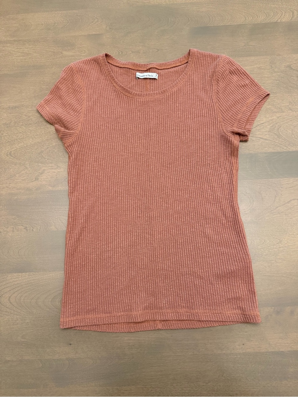 Abercrombie & Fitch Rust Ribbed Short Sleeve Top Size Medium